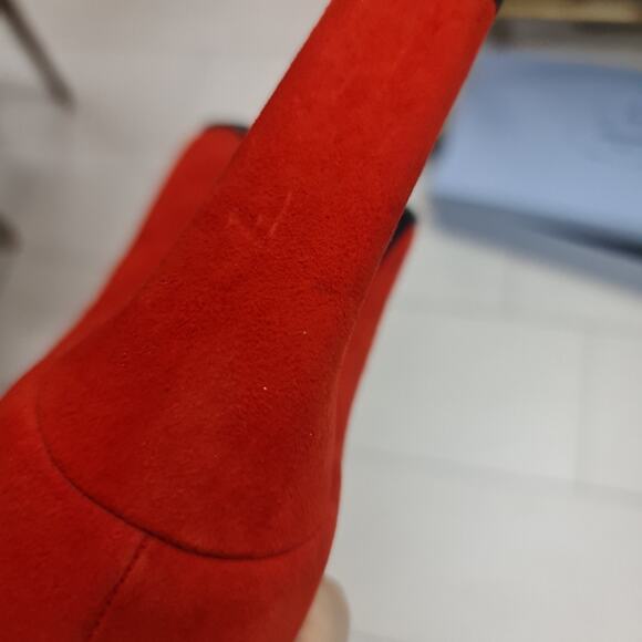 Celine Bright Red Suede Heels Pumps Sz.38 - Picture 4 of 7